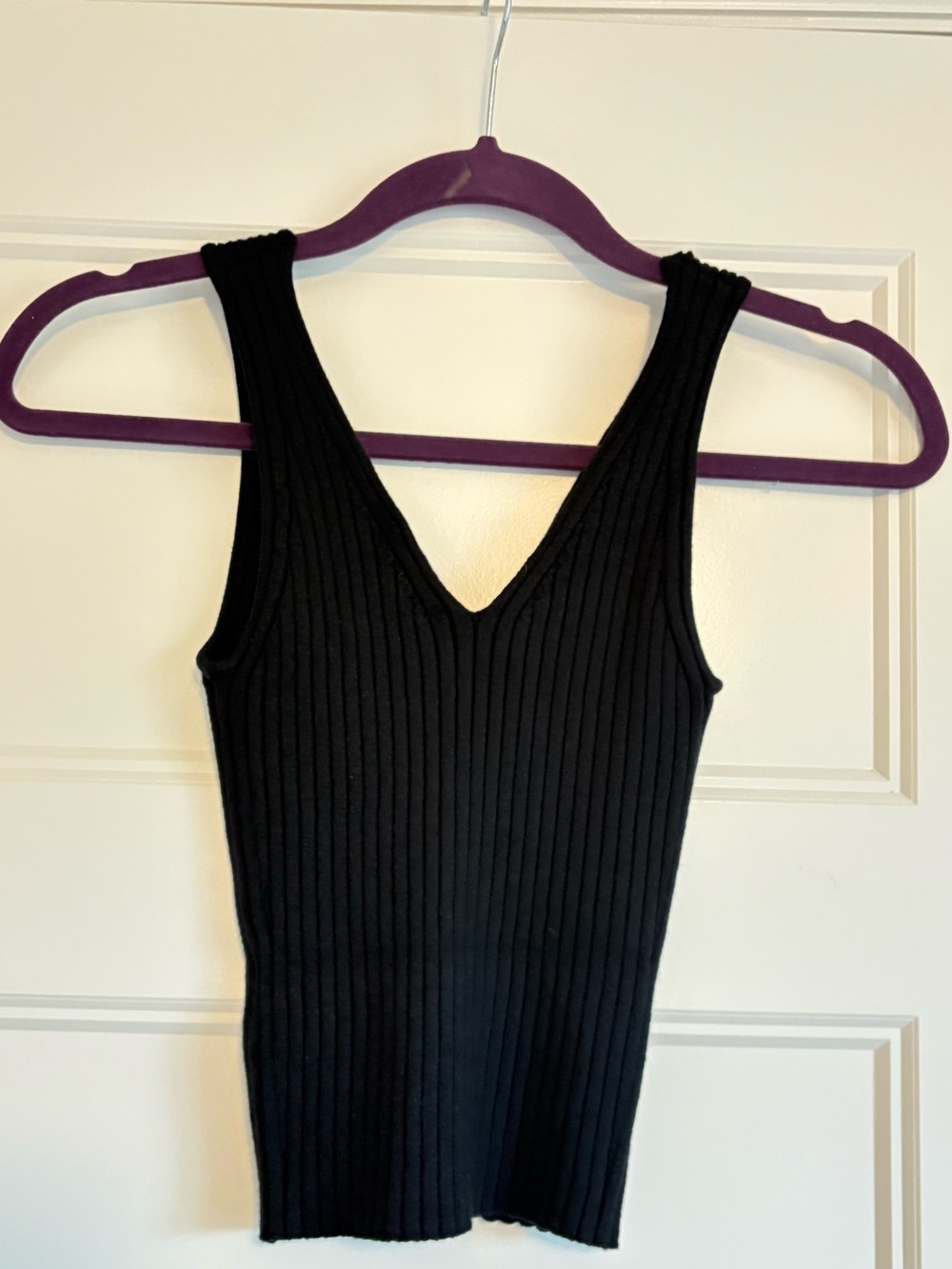 Quince ribbed sweater tank, black, XS